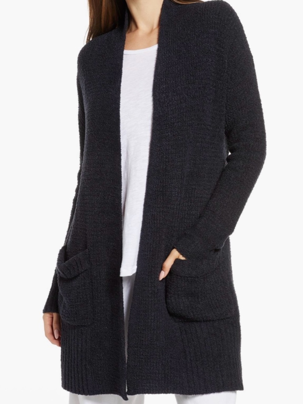 *BAREFOOT DREAMS* Black Cozy Chic® Lite Long Weekend Cardigan